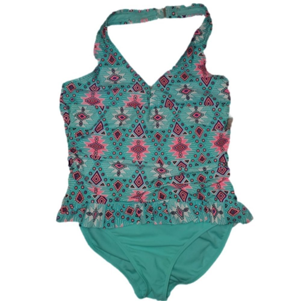 Wonder Nation Tropical Blue One Piece Swimsuit || XL NWOT - Picture 1 of 7